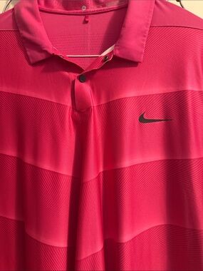 Nike Men’s Hot Pink Performance Polo with Swoosh